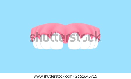 Upper teeth (Diastema) illustration vector design. Dental care concept.