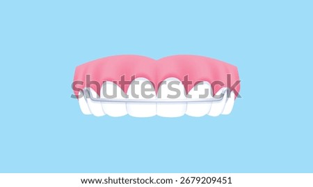 Upper teeth (Hawley retainer) illustration vector design. Dental care concept.