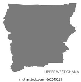 Upper West Ghana map grey illustration silhouette