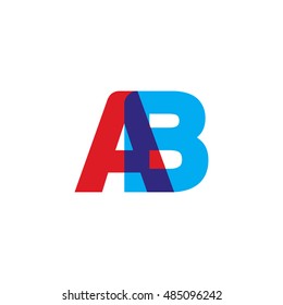 uppercase AB logo, red blue overlap transparent logo