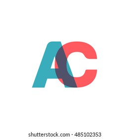 uppercase AC logo, modern classic pale blue red overlap transparent logo