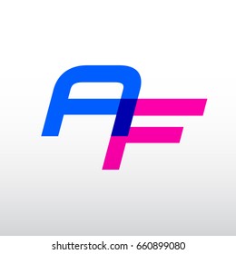 uppercase AF logo, electric blue magenta overlap transparent logo