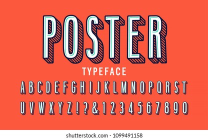 Uppercase alphabet font. Letters, numbers and symbols. Vector typography for banners, headlines, posters. Modern typeface.