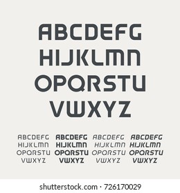 Uppercase alphabet. Futuristic science technology font. Modern monogram template. Minimalistic vector design typeface. Letter Logo template set. The first letter of the title.