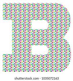 uppercase alphabet letter B with small multicolored polka dots