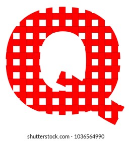 THE UPPERCASE ALPHABET LETTER Q IN A RED AND WHITE CHECKERED PATTERN