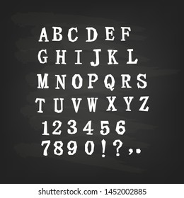 Uppercase alphabet on blackboard background. Latin alphabet letters.Vector illustration.