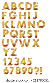 Uppercase alphabet set designed in autumn color mosaic 