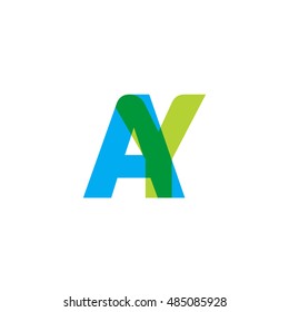 uppercase AY logo, blue green overlap transparent logo
