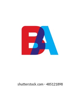 uppercase BA logo, red blue overlap transparent logo