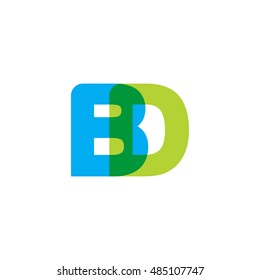 uppercase BD logo, blue green overlap transparent logo