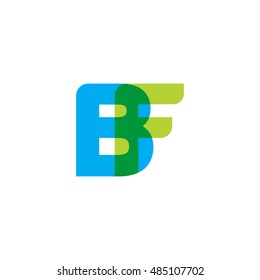 uppercase BF logo, blue green overlap transparent logo