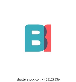 uppercase BI logo, modern classic pale blue red overlap transparent logo