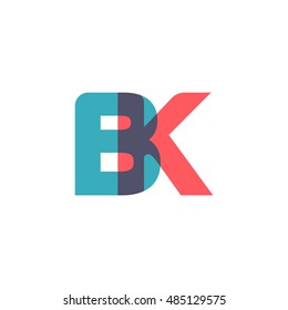 uppercase BK logo, modern classic pale blue red overlap transparent logo