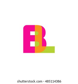 uppercase BL logo, pink green overlap transparent logo, modern lifestyle logo