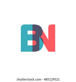 uppercase BN logo, modern classic pale blue red overlap transparent logo