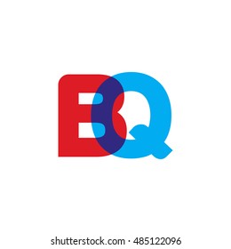 uppercase BQ logo, red blue overlap transparent logo