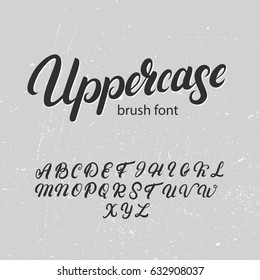 Uppercase brush alphabet. Hand written uppercase font. Modern brush calligraphy. Isolated on background. Typography alphabet for your design.