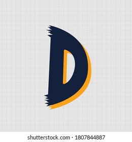Uppercase of brush letter D. Vector illustration