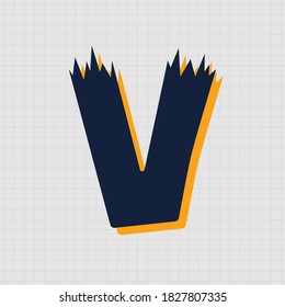 Uppercase of brush letter V. Vector illustration