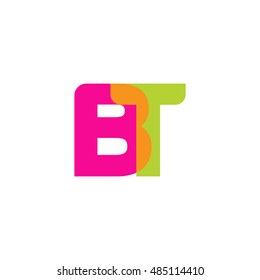 uppercase BT logo, pink green overlap transparent logo, modern lifestyle logo