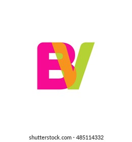 uppercase BV logo, pink green overlap transparent logo, modern lifestyle logo