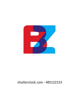 uppercase BZ logo, red blue overlap transparent logo