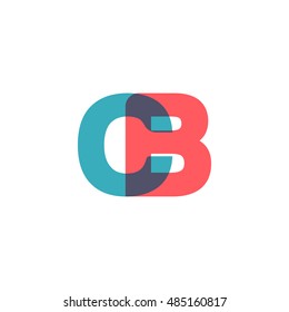 uppercase CB logo, modern classic pale blue red overlap transparent logo