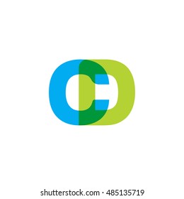uppercase CD logo, blue green overlap transparent logo