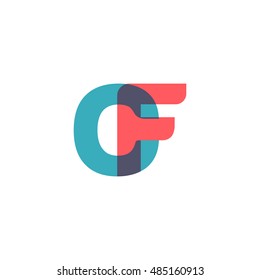 uppercase CF logo, modern classic pale blue red overlap transparent logo