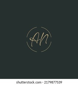 AN uppercase Circular Cursive Letter Initial Logo Design Template Vector Illustration