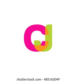 uppercase CJ logo, pink green overlap transparent logo, modern lifestyle logo