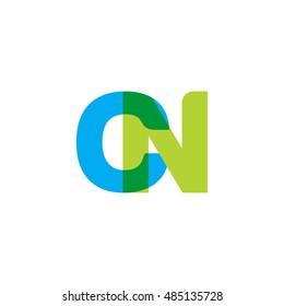uppercase CN logo, blue green overlap transparent logo