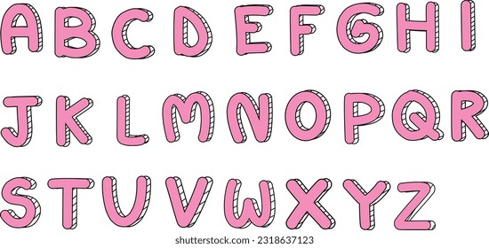 Uppercase Color Line Alphabet EPS