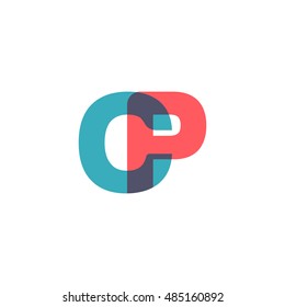 uppercase CP logo, modern classic pale blue red overlap transparent logo