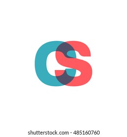 uppercase CS logo, modern classic pale blue red overlap transparent logo