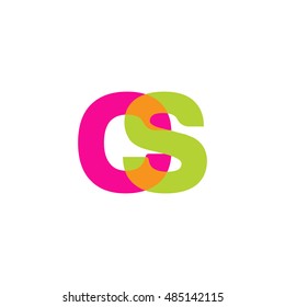 uppercase CS logo, pink green overlap transparent logo, modern lifestyle logo