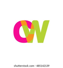 uppercase CW logo, pink green overlap transparent logo, modern lifestyle logo