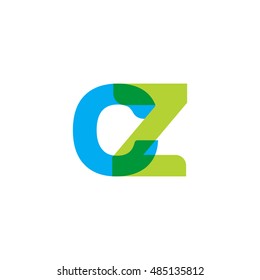 uppercase CZ logo, blue green overlap transparent logo