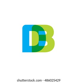 uppercase DB logo, blue green overlap transparent logo