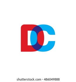 uppercase DC logo, red blue overlap transparent logo