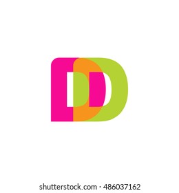 uppercase DD logo, pink green overlap transparent logo, modern lifestyle logo