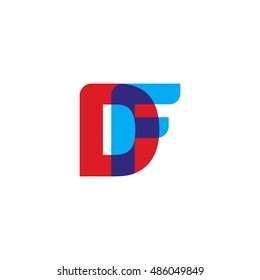 uppercase DF logo, red blue overlap transparent logo