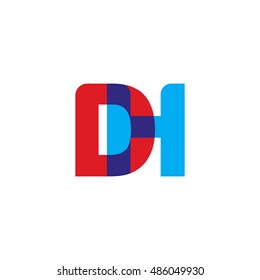 uppercase DH logo, red blue overlap transparent logo