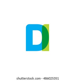 uppercase DI logo, blue green overlap transparent logo