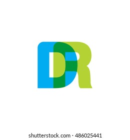 uppercase DR logo, blue green overlap transparent logo