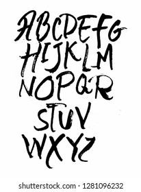 
Uppercase dry brush alphabet font set made by real brush grunge style vector, Isolated vector setHand drawn font made by dry brush. Grunge style