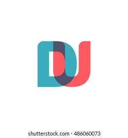 uppercase DU logo, modern classic pale blue red overlap transparent logo