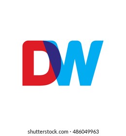 uppercase DW logo, red blue overlap transparent logo