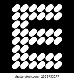 The uppercase E alphabet design is made of dots (like stones). This letter design also looks minimalist, aesthetic, professional, sporty, unique, and of course very cool.